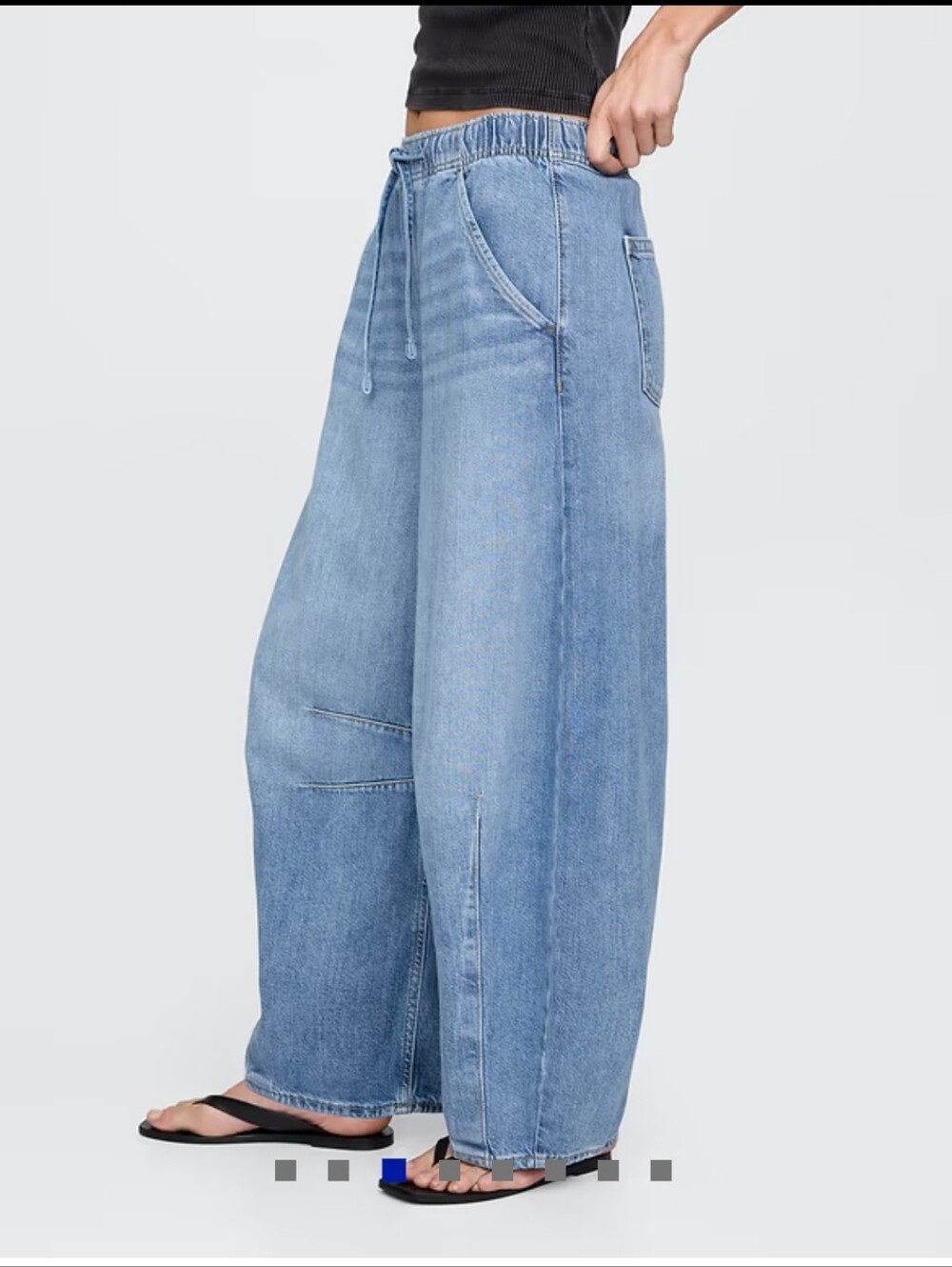 GAP Light Wash Wide-Leg Drawstring Jeans